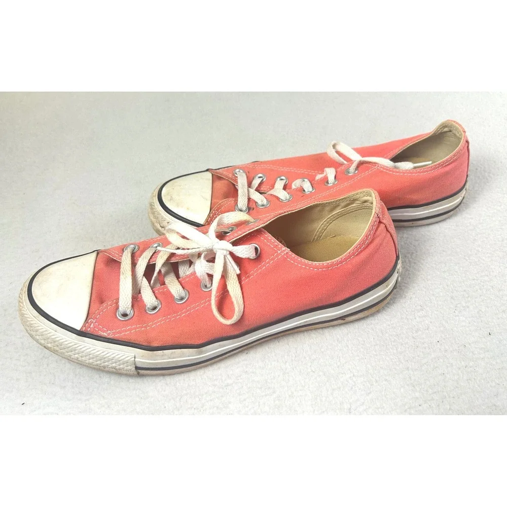 Converse All Star Sneakers Women 8 Coral Orange Classic Low Top Shoes